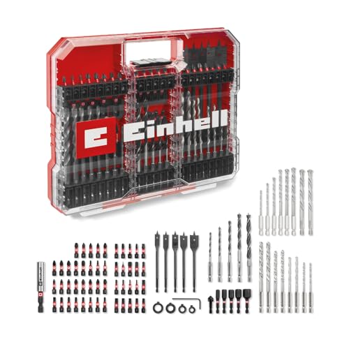 Original Einhell XL-CASE 95-tlg. schlagfestes Bit- und Bohrer-Set (Bits, diverse Bohrer, Bithalter, Steckschlüssel, Senker, Bohrstopper, Stiftschlüssel inkl. Aufbewahrungsbox)