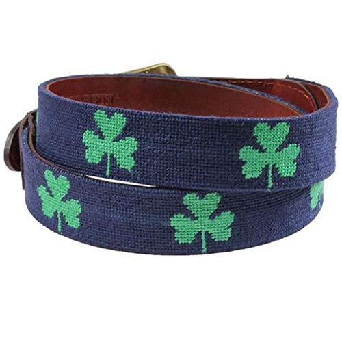 Shamrock Needlepoint Belt in Dark Navy by Smathers & Branson3
