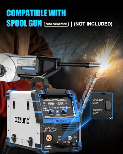 Image of AZZUNO Single PULSE MIG Welder Machine 175A 110V /220V 6-in-1 Spool Gun Fit