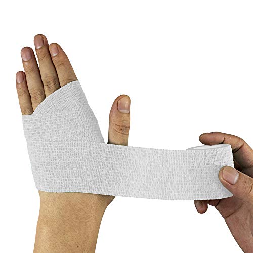 Fresinider 9 Rolls Self Adhesive Wrap Athletic Tape Gauze, Breathable Elastic Cohesive Bandage For Sports Injury & Pet (7 Pcs 2"X 5 Yards + 2 Pcs 1" X 5 Yards) (White) #TOP5