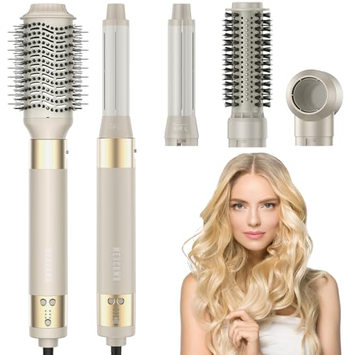 5 in 1 Hot Air Styler, Ionic Anti-Frizz Hair Styling Tool for Curling, Straightening, Volumizing, No Heat Damage, for All Hair Types, with Travel Bag