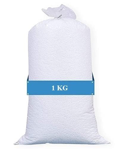 BEA Beans Beans,Premium 1 kg Beans for Bean Bag Filling Bean Bag binbag Bag Balls Filler 1 kg High Density White Balls- Sun White (1 kg Beans) White