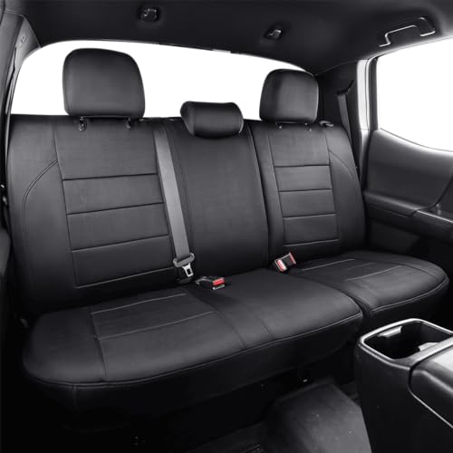Image of EKR Custom Fit Tacoma Car Seat Covers for Toyota Tacoma 2024 2025 2026 Xtra Cab SR - Full Set, Neoprene (Black)