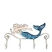 Tooarts Wall Mounted Key Holder Iron Mermaid Wall Decoration 4 Hooks for Coats Towels Bags Wall Mount Clothes Holder Screws Included