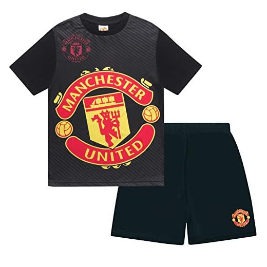 Manchester United pojkpyjamas kort barn officiell fotbollspresent, Grå, 8-9 År