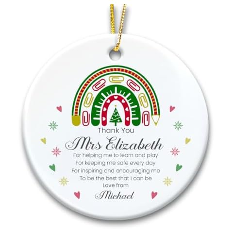 KilyHome Personalized Teacher Ornament Christmas Tree Decorations - Teacher Gift Ideas, Teacher Appreciation Gifts, Thank You for Helping Me Grow Ornaments, Best Teacher Gifts, Teacher Retirement Gift Cover