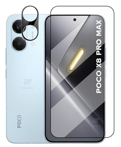 Image of WonRia [1+1 Tempered Glass Compatible with Poco X8 Pro Max 5G with 3D Camera Glass Protector 9H Hardness Screen Guard Protector - (Pack of 2)