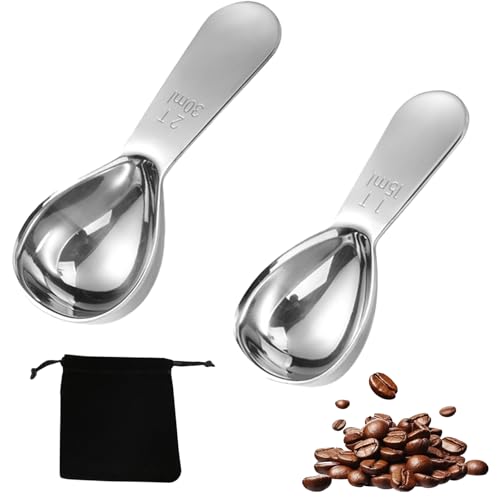 3PCS Coffee Spoon Set, 15ML ML, 1 Storage Bag, Coffee Spoon Measure, for Coffe'e, Milk Powder, Fruit Powder. (Silver)