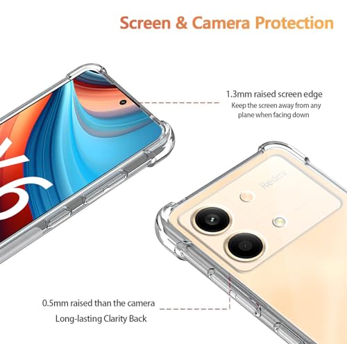 Image of Back Cover Silicone Flexible Bumper Transparent Cover for Poco X6 Neo 5G -Transparent