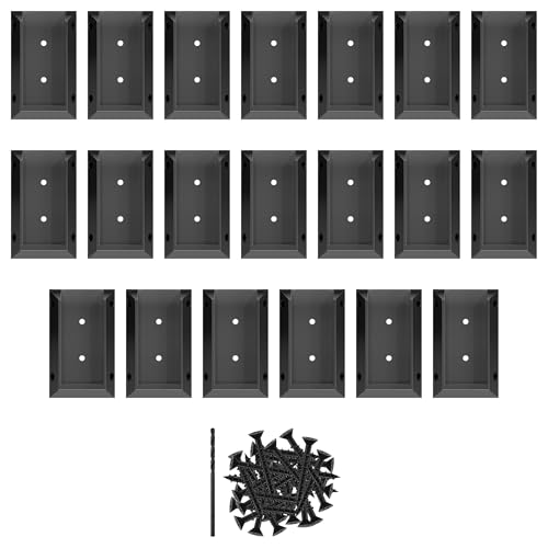 KABMOZ Deck Railing Bracket Connectors 20pcs Kit 2x4 Brackets for Connection of Wooden Deck or Handrail Railing Posts Durable PP Plastic Black (20)