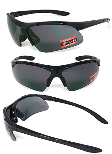 VeryHobby Inner Bifocal Safety Reading Glasses Reading Sunglasses UV400 AP+S ANSI Z87.1+ (+1.50, Smoke Lens)