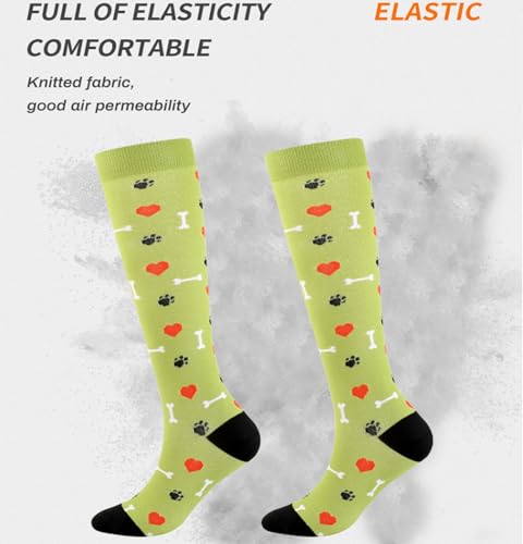 Image of Women's Knee High Compression Socks for Running Work Support Nurses Pregnancy Travel,Colorful Over The Calf Socks,#W402