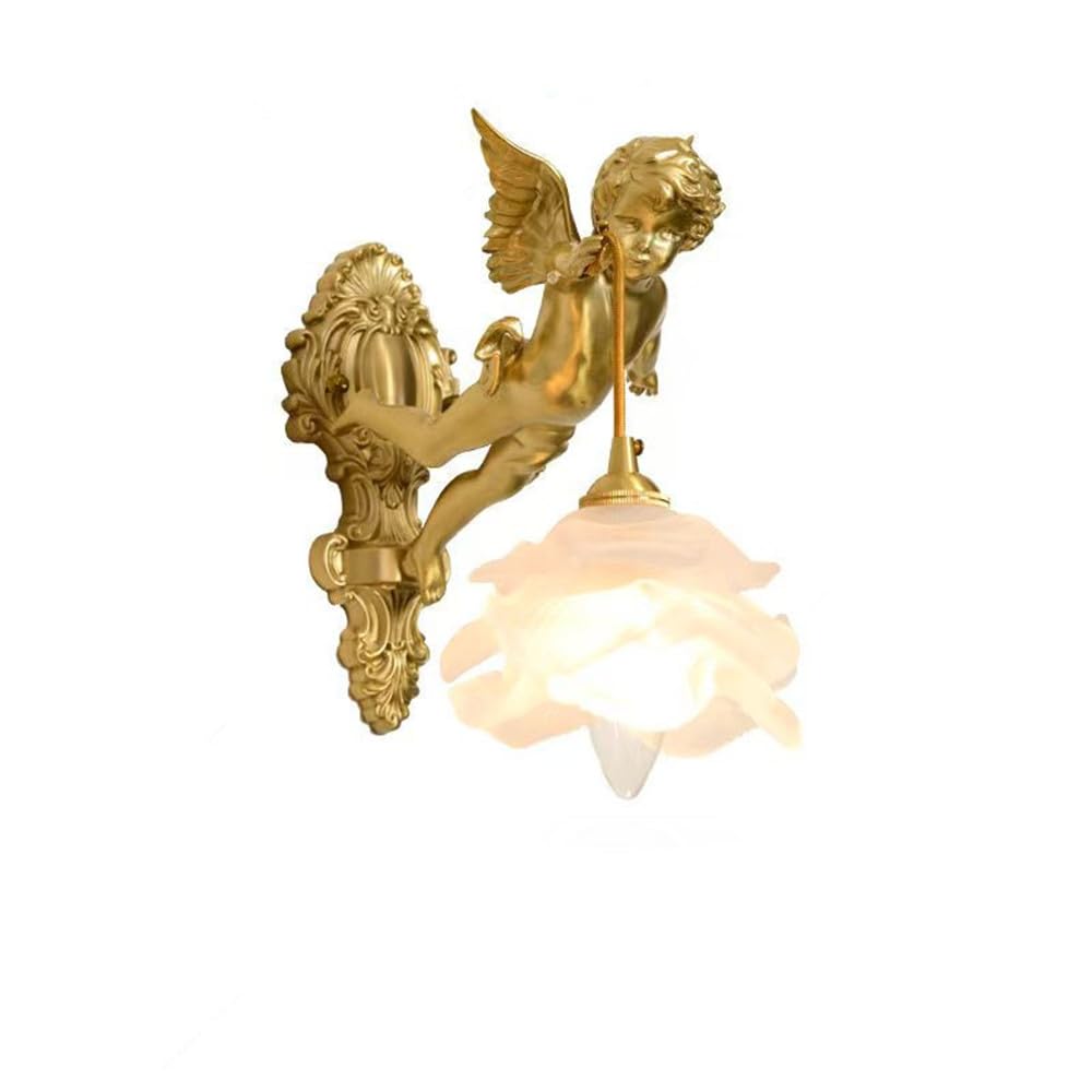 SXECAEPS Brass Wall Lamp LED - American Retro Style for Living Room, Bedroom, Aisle and Corridor Lighting