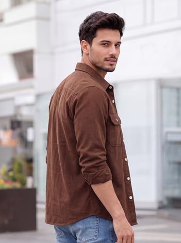 Image of Amazon Brand - INKAST Men's Cotton Blend Button Down Shirt | Long Sleeve Casual Lightweight Breathable Collared Shirts | Soft Comfortable Everyday Wear |Two Flap Chest Pockets |Using like Jacket Shirt