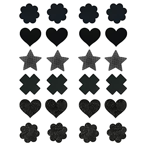 Fjyqop Nipple Covers, Pasties Nipple Stickers With Multi Design, Disposable Sticky Breast Petals, Nipple Covers For Women Waterproof（Black） #TOP14