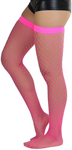 Image of ToBeInStyle Women's Vibrant Large Net Fishnet Thigh High Elastic Nylon Novelty Stockings