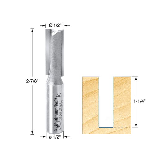 Image of Amana Tool - 45420 Carbide Tipped Straight Plunge 1 /2 Dia x 1-1 /4 x 1 /2 inch Shank