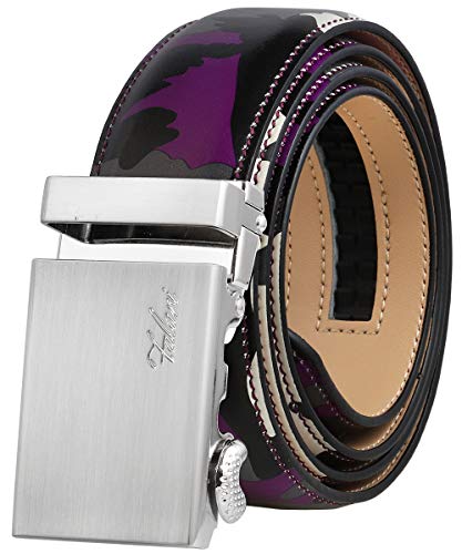 Image of Falari Men Unisex Genuine Leather Ratchet Dress and Casual Belt, Automatic Sliding Buckle, Trim to Fit