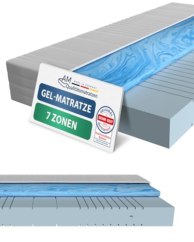 AM Qualitätsmatratzen 7 Zonen Gelmatratze 90x200 H3 - Made in Germany - Oeko TEX zertifizierte Memory Schaum Matratze 90x200-20 cm Hoch -...