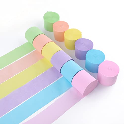 Fonder Mols Rainbow Pastel Streamers Party Decoration - 12 Rolls Pink Yellow Purple Green Crepe Paper Rolls For Kids Birthday Party Baby Shower Ceremony Festivals Hanging Decorations #TOP1