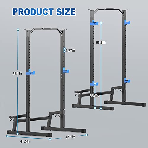 JX FITNESS Squat Rack Power Rack with Pull Up Bar,Adjustable Power Cage Exercise Squat Stand with Barbell Holder Weight Plate Storage Pegs,Weight Lifting Workout Station for Home Gym
