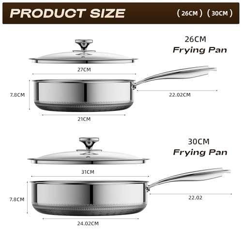 Sauteuse avec couvercle en acier inoxydable poêle hybride durable - 3