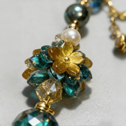 LY&SASIF Phone Charm Retro Colored Bead Flower Pendant cellphone Chain, Niche and Beautiful Keychain Bag Pendant Luxury Bling Diamond Glitter Beaded Phone Lanyard — view 3