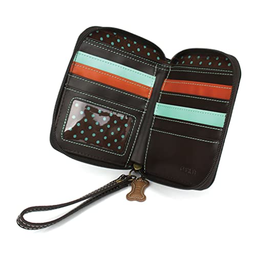 Image of CHALA Zip Around Wallet, Wristlet, 8 Credit Card Slots, Sturdy Pu Leather - Black Cocker Spaniel - Gray