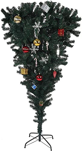 Árbol de Pino navideño Árbol sólido con Soporte de Metal para Decoraciones Interiores y Exteriores Árbol de Navidad Artificial al revés Negro de 5 pies Árbol de Halloween Negro al revés (2,4