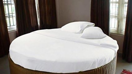 1000 TC White Color Round Bed Sheet Sets 4 Pieces 100% Cotton 84"/96" Diameter Solid (84 Inch Diameter)