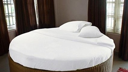 Fab Furnish 1000 Tc White Color Round Bed Sheet Sets 4 Pieces 100% Cotton 84"/96" Diameter Solid (84 Inch Diameter) #TOP2