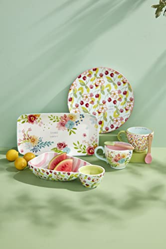 Mud Pie Bloom Floral Mug And Spoon Set; Mug 16 Oz | Spoon 4 1/2" #TOP2