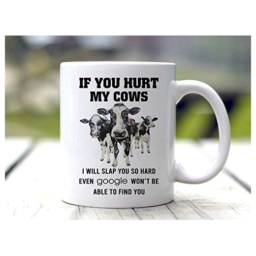 NA Granjero de Vacas Google: si lastimas a mis Vacas, te daré una bofetada Tan Fuerte Que Incluso Google no podrá encontrarte Taza de café Taza de café (11 oz)