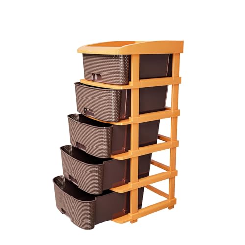 TEX-RO Plastic Modular Drawer Storage Chest Of Drawers Organizer Storage Box, Large Stomo Racks For Multipurpose Anti-slip Shoes Organizers | Brown | 