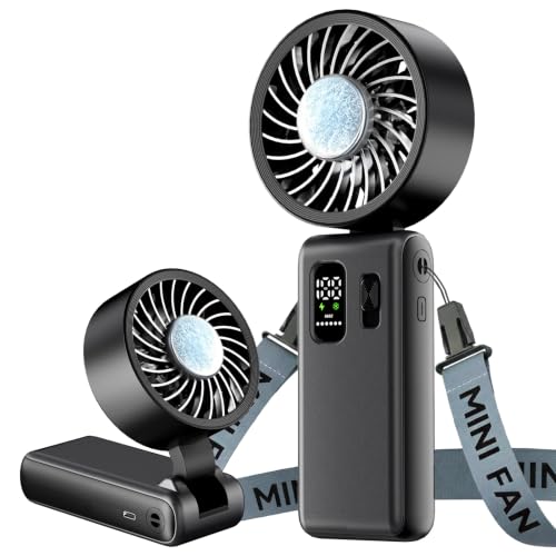 Image of 3-in-1 Portable Handheld Fan, personal fans portable rechargeable,6000mAh High-Speed Turbo Handheld Fan,100 Speeds Stepless Adjustment Mini Personal Desk Fan for Travel, Camping, Outdoor, Black