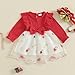 Gureui Toddler Baby Girl Christmas Dress Long Sleeve Candy Cane Dresses Infant Mesh Outfit (A Red, 12-18 Months)