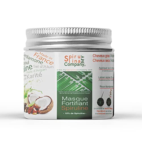 MySpirulinaCompany® | Masque Capillaire Fortifiant | 10% de Spiruline | 99,45% Naturel | Tous Cheveux | 250ml | Made in France thumbnail