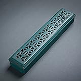 SKMIHJL Ceramic Incense Coffin Burner Box Rectangular Hollow Incense Holder for Aromatherapy Home an