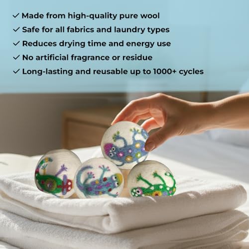 Ezhippie Quality Wool Dryer Balls - 1000+ Loads - Pure Organic Wool - Reusable Natural Fabric Softener Perfect with Essential Oils, Reduce Clothing Static and Wrinkles - Image 7