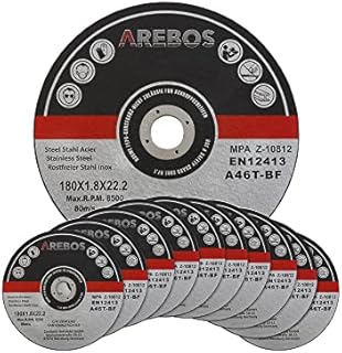 AREBOS 50x Cutting Slitting Discs Angle Grinder | 180mm Extra thin | Iron, Sheet Metal, Metal, Steel, Stainless steel