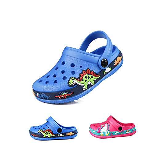 QUNUNOIRE - Sabot Sabot - Sandales pour enfants, unisexe, pour plage, été, jardin, Mulli, chaussures de piscine, garçons et filles - Bleu - Dinosaure, 30 EU EU Cover