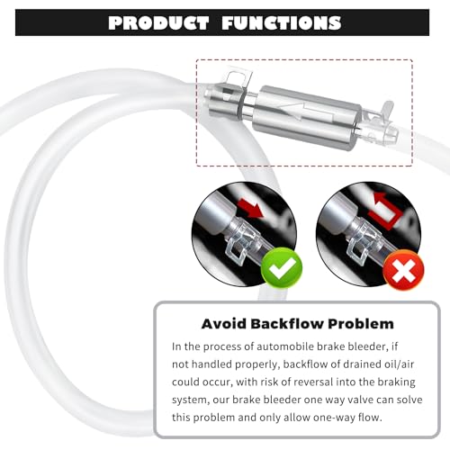 YGDMD One Man Brake Bleeder Kit,Upgraded Brake Fluid Bleeder Kit with Brakes Bleeders Hose One Way Check Valve/Connector/Cap/Hose,Practical Ones Way Check Valve Brakes Bleeders Kits