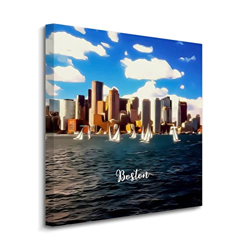 Tableau Boston pour mur vide Yelolyio toile Massachusetts prête à suspendre