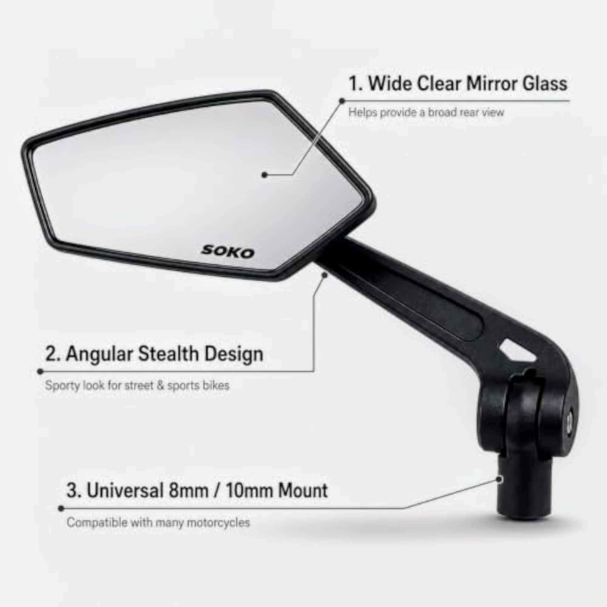Angular Motorcycle Rear View Mirror Set
