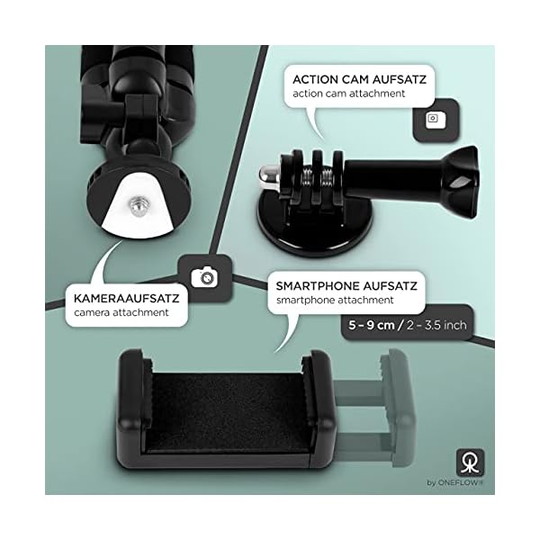 ONEFLOW Octopod Handy Stativ Mini Tripod mit 360 Grad Kugelgelenk - Halterung für Smartphone, Action Cam, Kamera und… – Bild 5