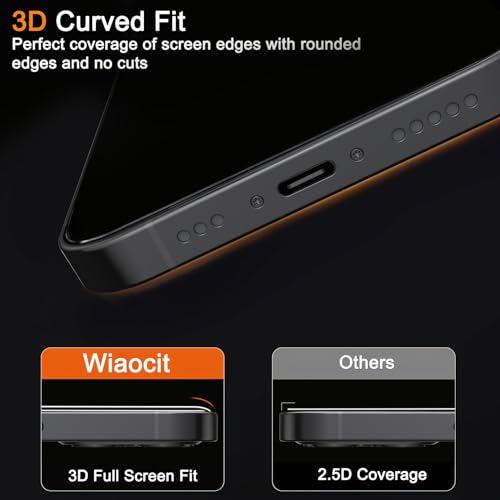 Image of Wiaocit 3 Pack Tempered Glass Screen Protector for iPhone 13 Pro with 3 Pack Camera Lens Protector, 9H Hardness, Bubble Free, Case Friendly