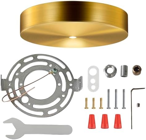 KCO Lighting 4.7 Inches Brass Ceiling Light Canopy Kit, Vintage Chandelier Plate Cover, Light Fixture Mounting Hardware for Hanging Lamp Fixture