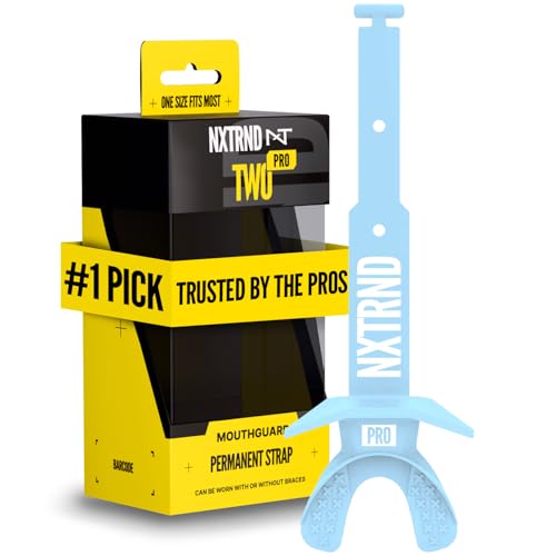 Nxtrnd Two Pro Football Mouth Guard Permanent Strap Fits Adult & Youth (Columbia Blue)