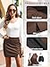 We1Fit Womens PU Leather Skirt High Waisted Stretchy Zipper Bodycon Mini Short Skirts with Shorts Coffee
