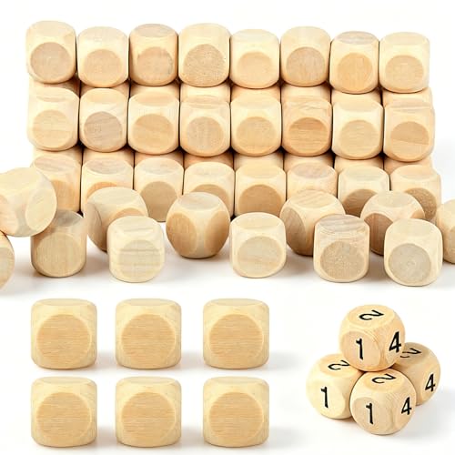 90 Stück Holzwürfel zum Basteln Würfelpuzzle Holzwürfel 20x20x20mm Unbemalte Blankowürfel Holzklötze Bemalen Holz Blanko Würfel für Malen DIY Handwerk Dekorationen Bastelprojekte
